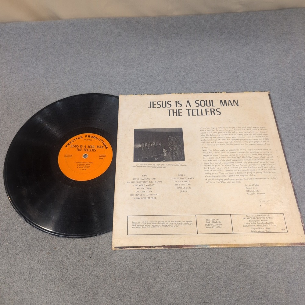 The Tellers Jesus Is A Soul Man Vinyl LP Prestige Productions Records Gospel VG- - Picture 2 of 2